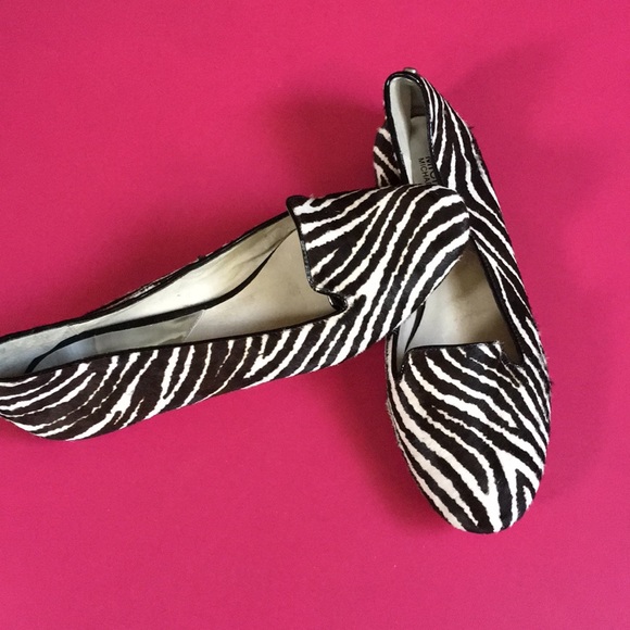 Michael Kors Shoes - Michael Kors zebra fur flat Black white size 10